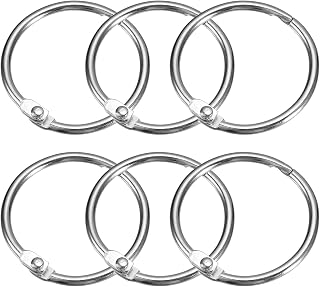 uxcell Shower Curtain Rings, 6pcs - Carbon Steel Round Snap Shower Curtain Hooks, 1.5 Inch Loose Leaf Binder Rings for Shower Curtain Rods (Silver)