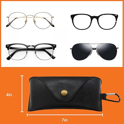 Miniatura 3 de Rayjee Funda portátil de piel sintética para lentes con clip de mosquetón, soporte para lentes de sol de carcasa suave con forro de gamuza, funda