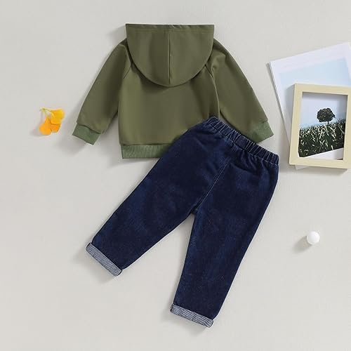 Miniatura 4 de Ropa de bebé niño pequeño 12 18M 2 3 4 5T Little Dude - Trajes de mezclilla para otoño e invierno, suéter de manga larga con capucha y pantalones de