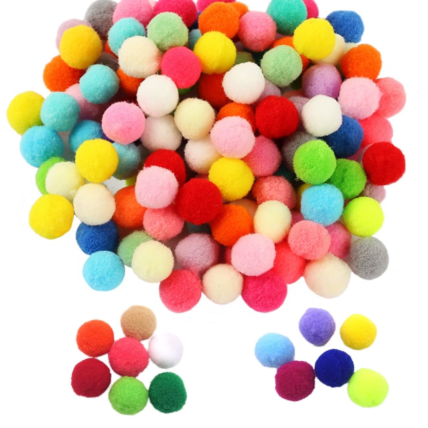 200pcs Assorted Mini Pom Poms, Soft Cotton Craft Balls for DIY Projects, Creative Decorations, and Kids Crafts