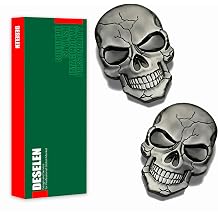 3D Metal Skull Emblem Decal, Heavy-Duty Aluminum Alloy Badge, 1.65 x 2.68 inch 6.8cm x 4.2cm, Waterproof Adhesive Sticker for Car Motorcycle Laptop Gunmetal