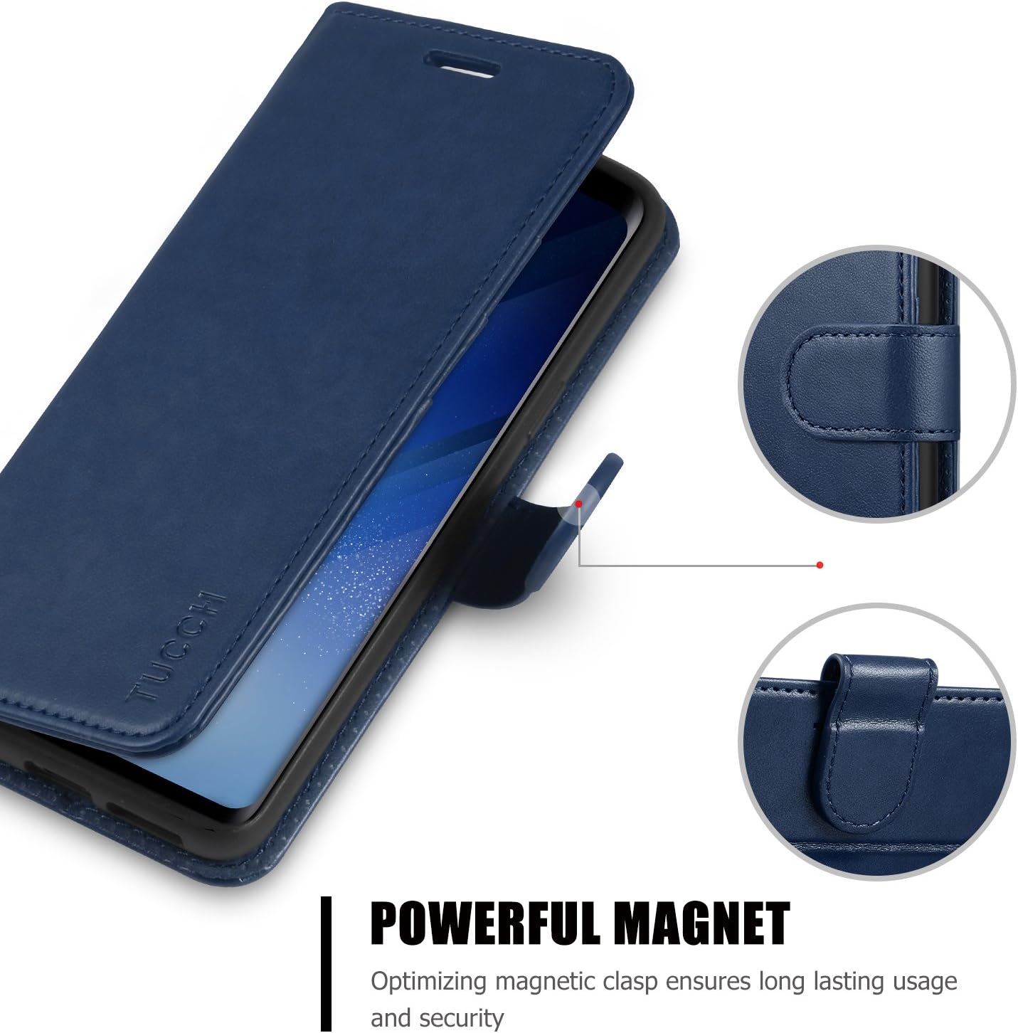 TUCCH Galaxy S9 Plus Case, S9 Plus Wallet Case, PU Leather [Magnetic Closure] Phone Case [Card Slots] [Flip] [Stand] [TPU Interior Protective Case] Compatible with Galaxy S9 Plus, Dark Blue