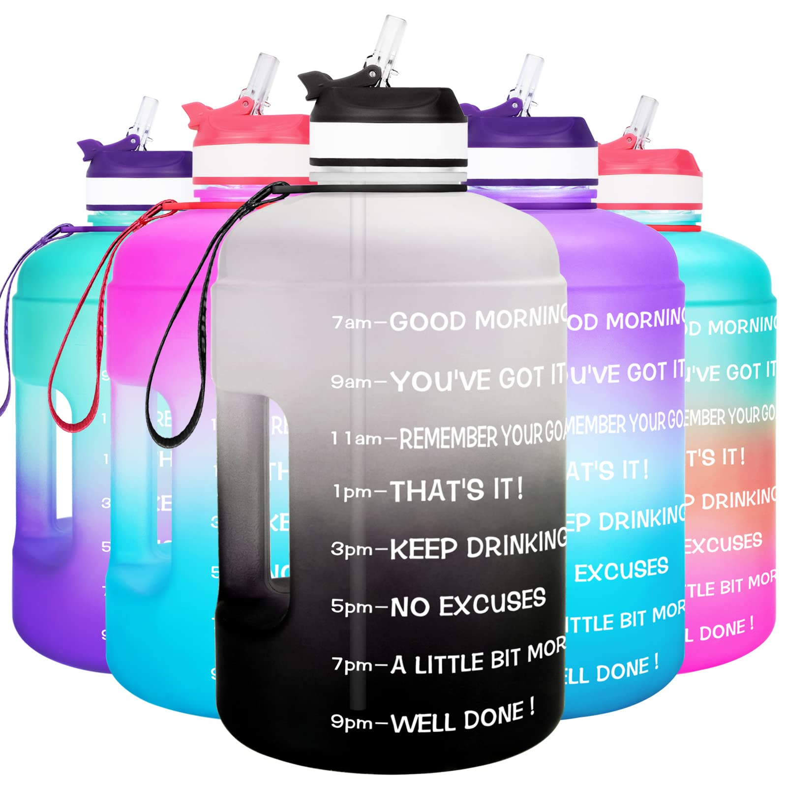 Buy BuildLife 1 Gallon Water Bottle with Time Marker and Straw Large
