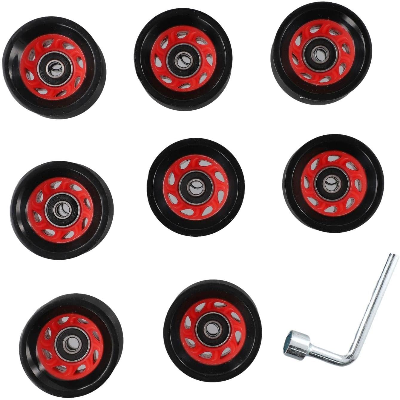 Roller Skate Wheels Set of 8, 58x32mm and 58x39mm PU with High Carbon Steel Bearings for Indoor Outdoor Quad Skates