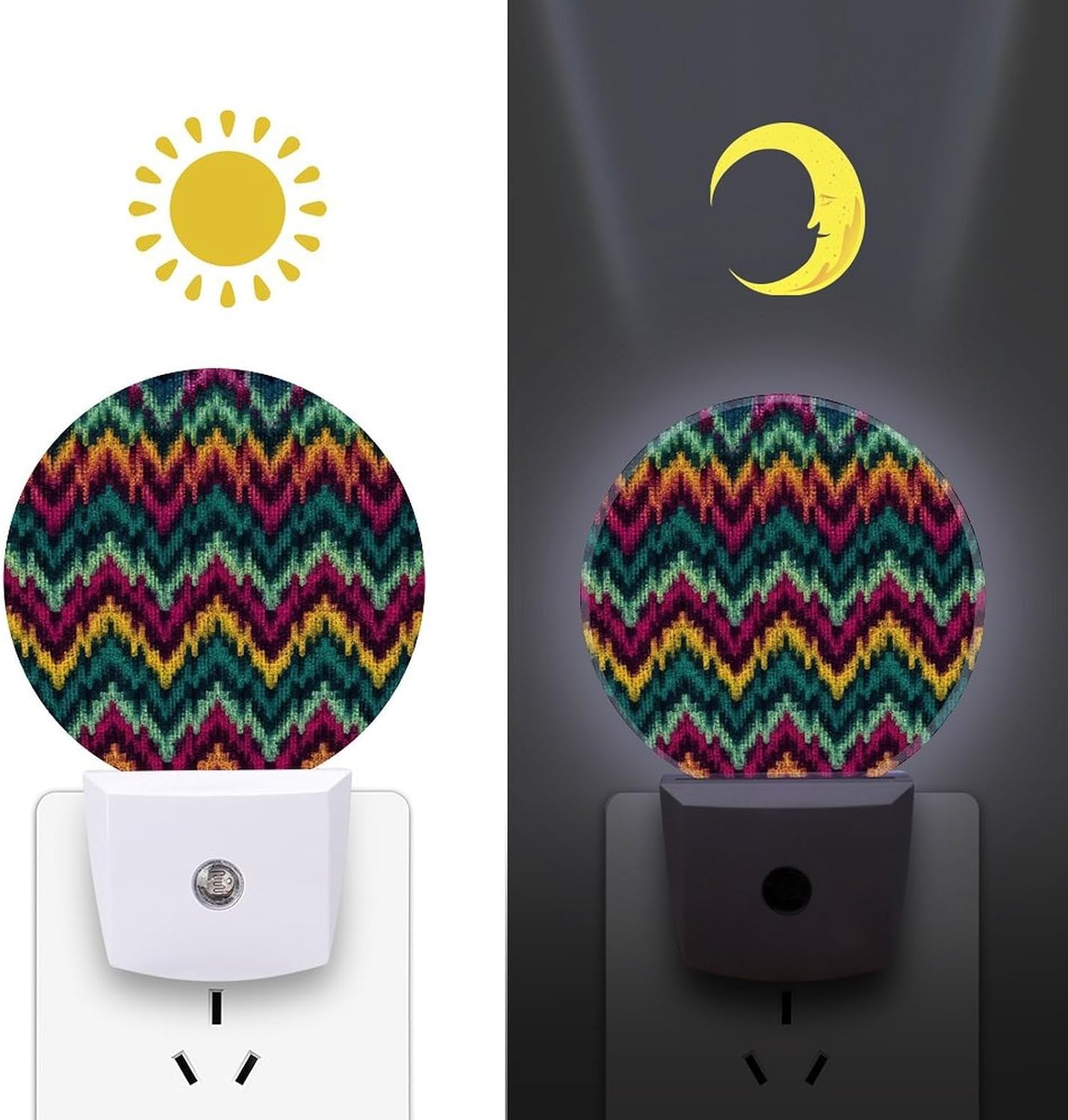 Colorful Knitted Pattern Plug-in LED Nightlight Wall Night Light image 3