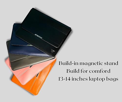 Miniatura 6 de Tun Generation Funda para laptop con soporte para portátiles de 13 a 14 pulgadas MacBook M1 Pro impermeable bolsa de cuero unisex negro