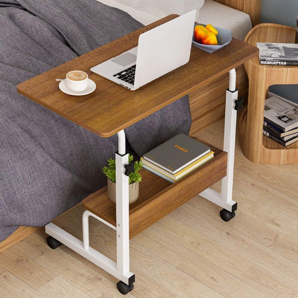 Laptop Table Medical Height Adjustable Overbed Table Portable Computer Desk Bed Sofa Couch Flat Rolling Bedside Tray Bedside