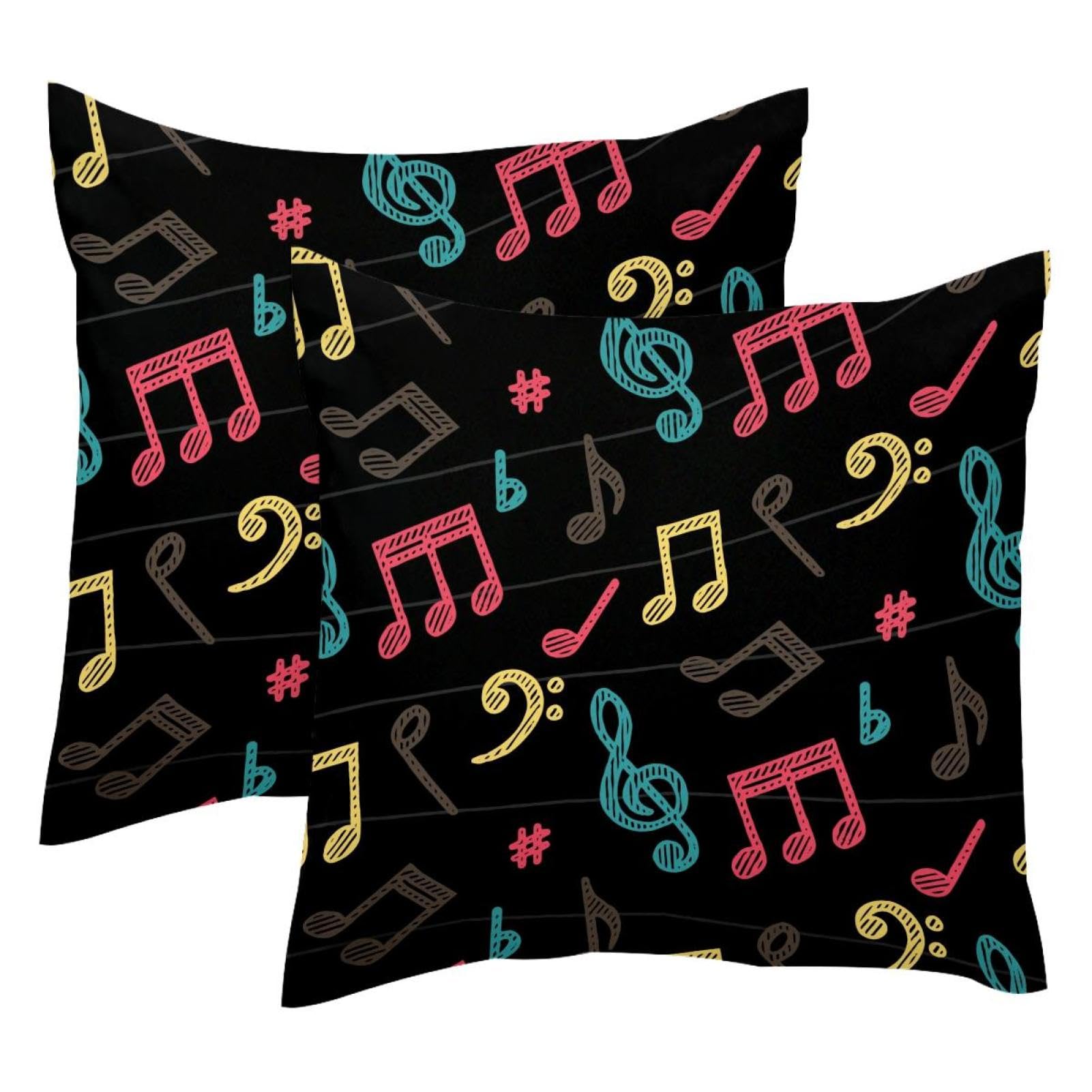 Housse de coussin musique taie décorative salon colorée 45x45cm