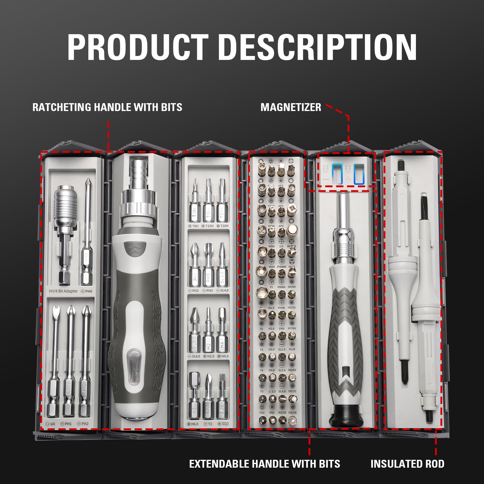 73 in 1 Magnetic Screwdriver Set, DIY Ratchet Precision Screwdriver Set, Precision Multi Tool Kit for PC, Watch, Bicycle, Electronics Maintenance