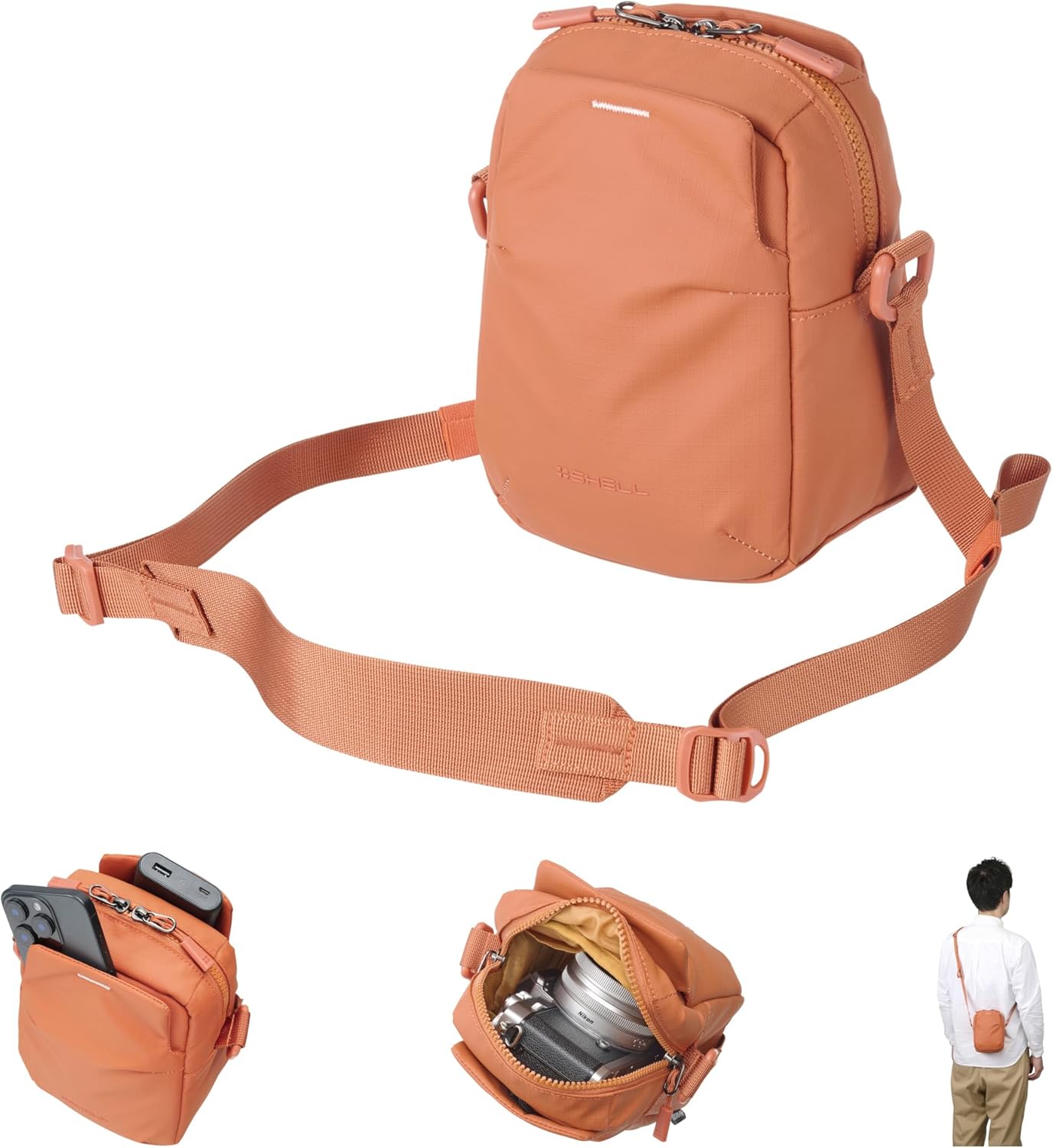 HAKUBA AMZSP-STSPOR 4977187005943 Camera Bag, Plus Shell Stream Shoulder Pouch, AZ Orange, Lightweight, Water Repellent, Everyday Use