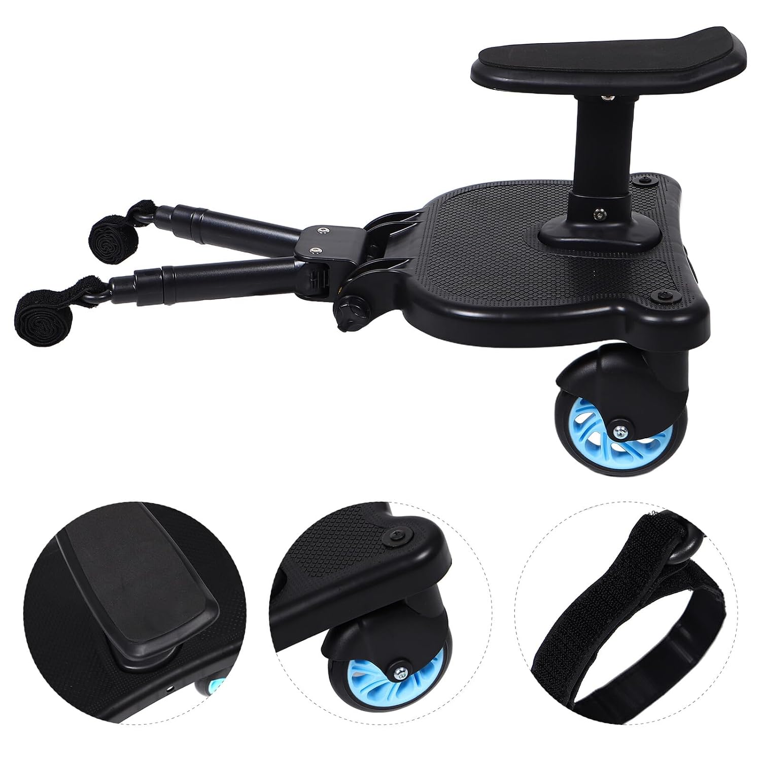 Levemolo Universal Stroller Board Attachment with Removable Seat, Blue Foot Rest Extender Compatible with Most Strollers, Secure Platform for Boys and