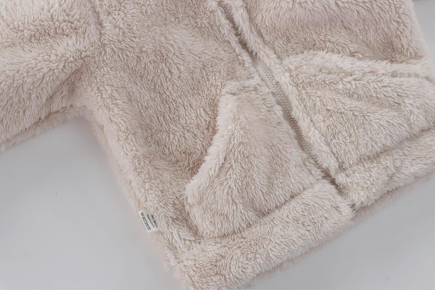 AIWUHE Toddler Boys Girls Hooded Fleece Jacket Teddy Coat Cute Bear Hoodie Zip Up Sherpa Winter Warm Outwear With Pocket 1-6Y - Image 4