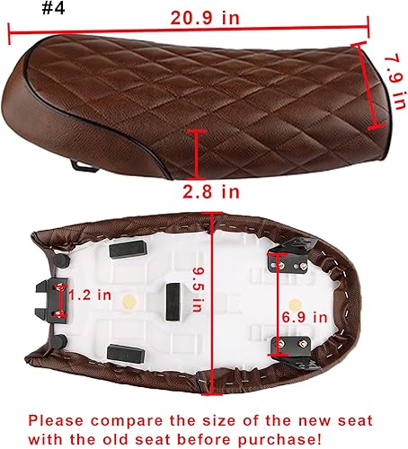 Miniatura 3 de MDPROMCP Motocicleta Vintage Cafe Racer asiento de sillín para KZ400 KZ550 K750 Z650 W650 CB100 CB125 CB175 CB200 CB360 CB400 CB450 CB500 CB550