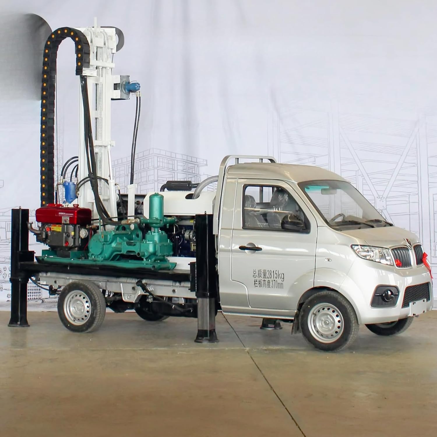 Compact Backyard Well Drilling Rig, Portable Mobile Borehole Machine Fits Through Standard Gates, Hydraulic Small Well Driller with Stabilizing Legs