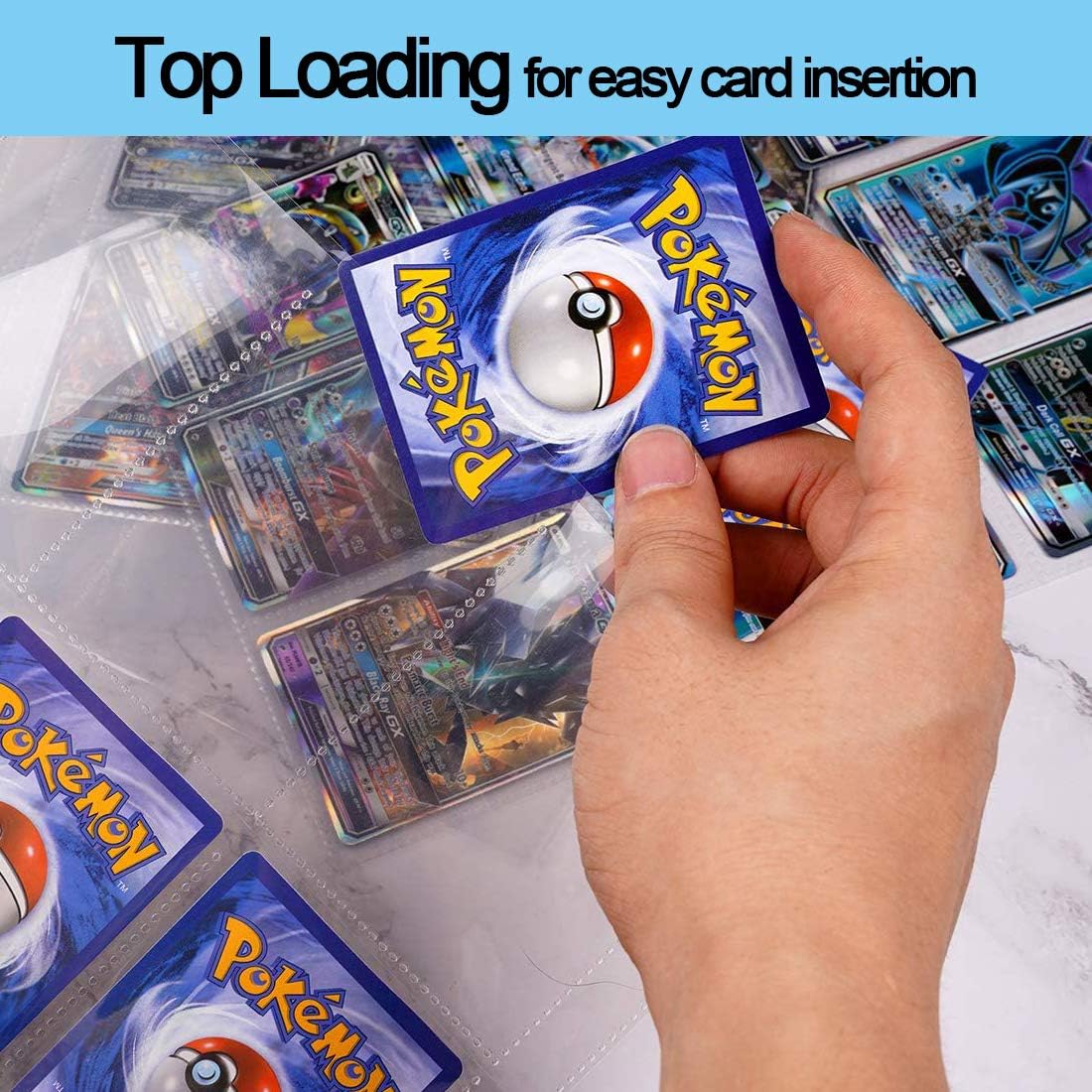 Double-Sided 1800 Pockets Trading Card Sleeves Pages, KangNa 9 Pocket Card Pages Protectors Collectors Fit 3 Ring Binder, for Pokemon, Trading, Baseball, Game, Business Cards and More, 100 Pages : Toys & Games