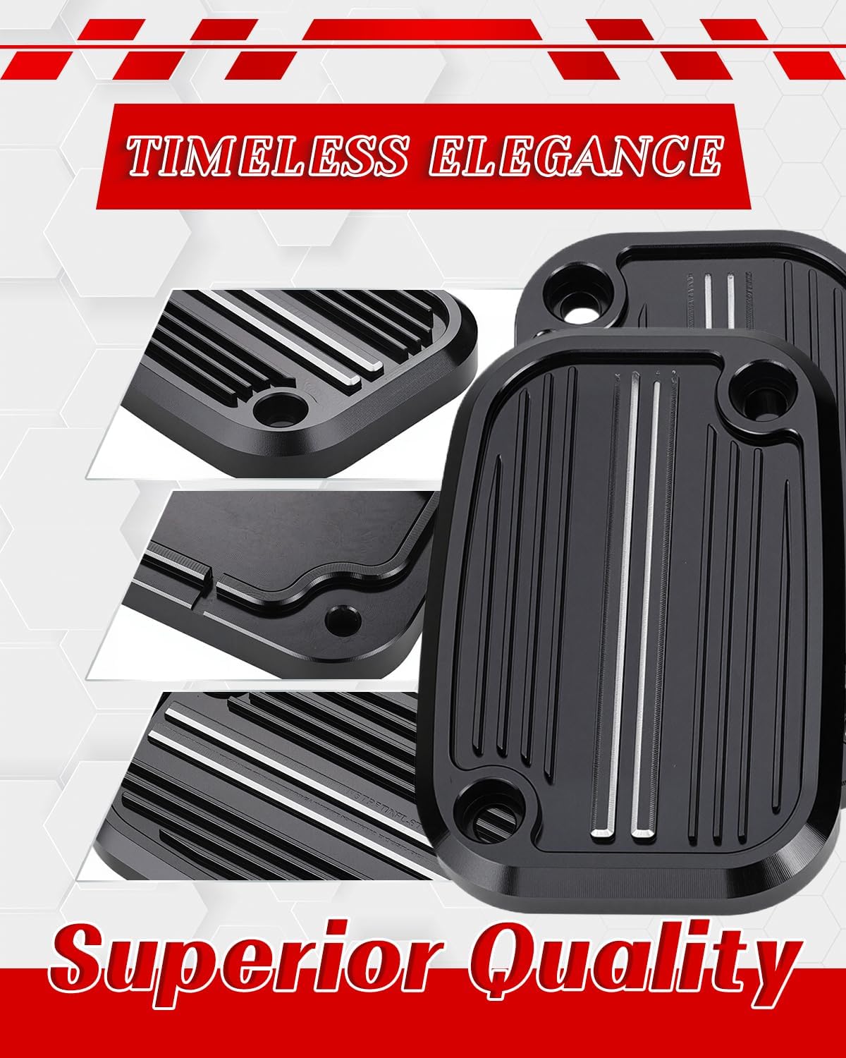 Motorcycle Brake And Clutch Fluid Reservoir Covers Caps for Electra Glide, Road King, Street Glide, Road Glide, Tri Glide And More Models, Knight Black