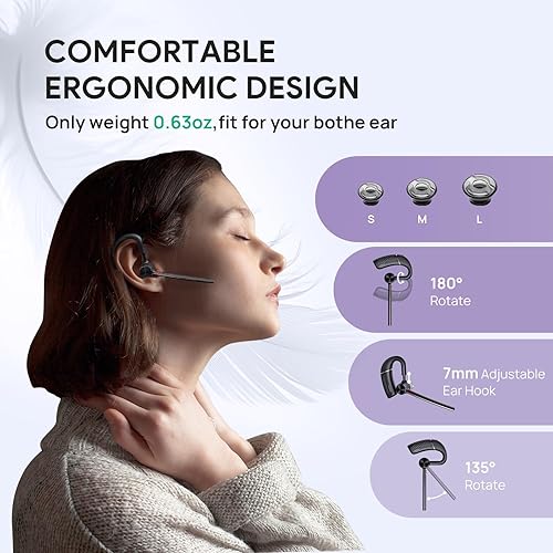 Miniatura 6 de Yealink Auriculares Bluetooth BH71 Pro, certificados por Teams Zoom, auriculares inalámbricos de un solo oído con estuche de carga, auricular
