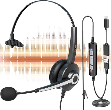 Wantek USB & USB-C Computer Headset with Noise Cancelling Mic（681）