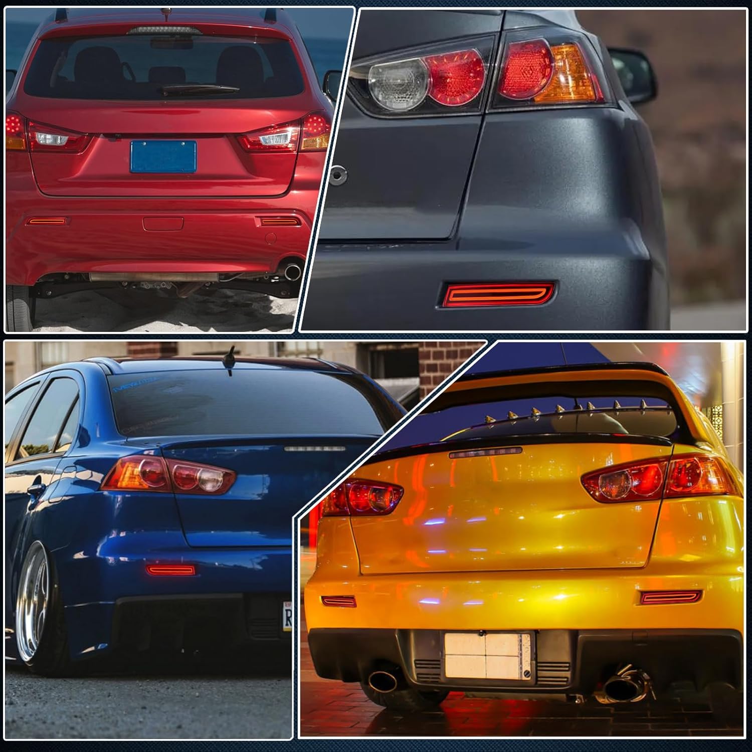 Rear Reflector Bumper Fog Light Assembly kit for Mitsubishi Lancer 2008-2017/Evolution X 2008-2017/Outlander 2011-2012,Turn Signal Light&Brake Light&DRL (SMOKED STYLE)
