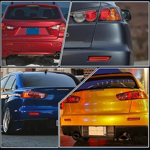 Miniatura 6 de GEEGEETOP Lente ahumada LED reflector trasero parachoques luz antiniebla compatible con Mitsubishi Lancer 2008-2017Evolution X 2008-2017Outlander
