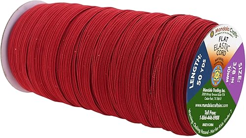 Vista 401 de Mandala Crafts - Rollo de cordón elástico plano para costura y manualidades Beige