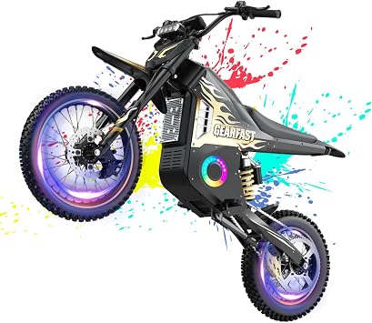 Electric Dirt Bike for Teens Adults, 3500W Peak Electric Motorcycle, 48V 23.4Ah, 40MPH & 60 Mile Ebike, Dual Hydraulic Brakes, Full Suspension, 14"/12" Off-Road Tire All-terrain E-Bike Black&Gold