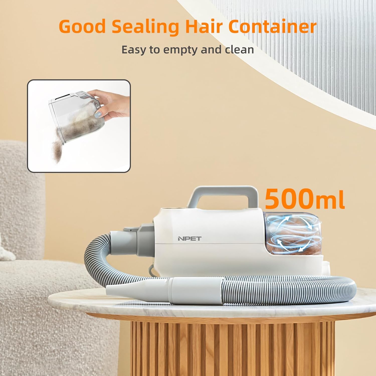 500ml dustbin for pet hair collection