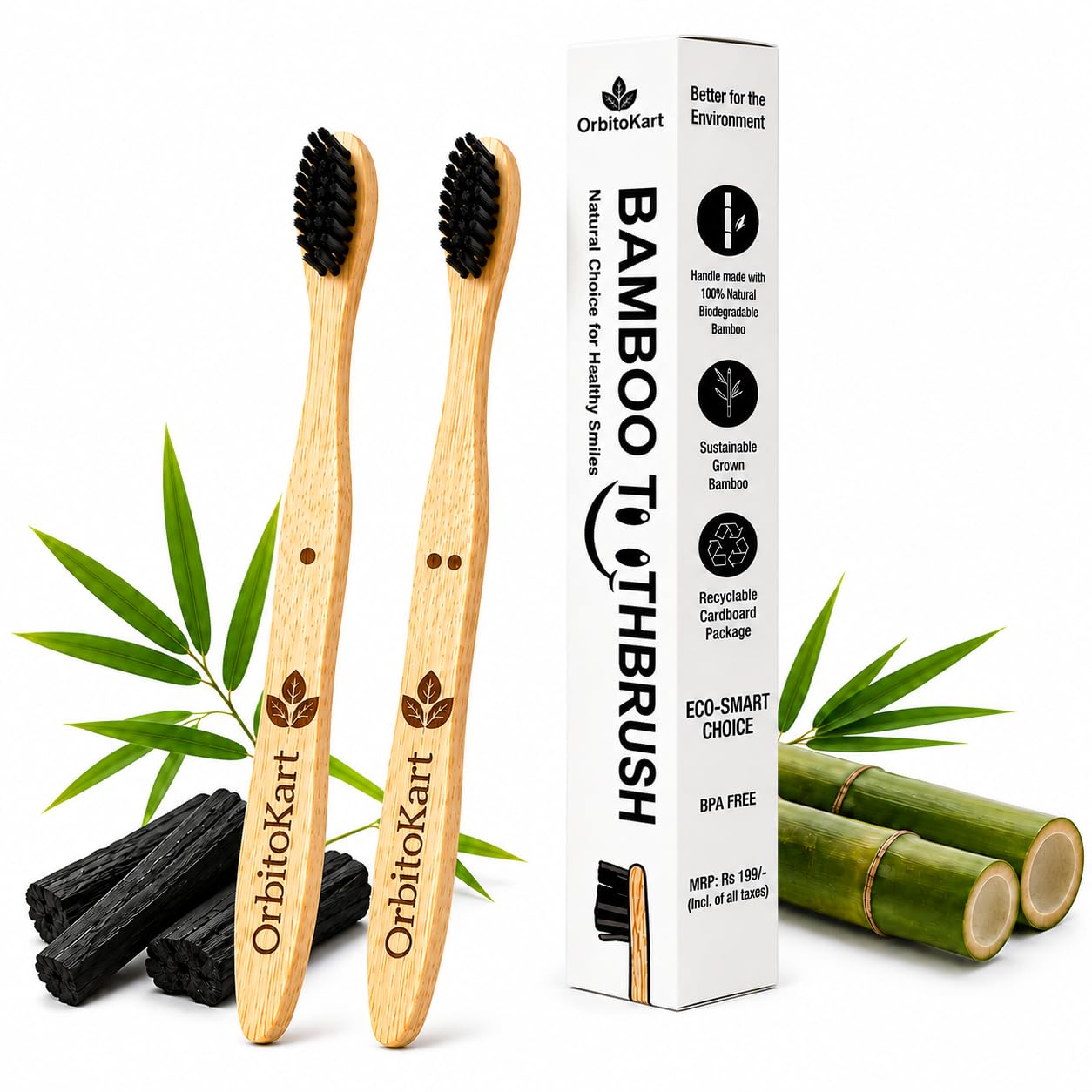 Bamboo Toothbrush with Ultra-Soft Bristles | 100% Natural Eco-Friendly Bamboo Handle | Biodegradable Toothbrush for Adults (Pack of 2)-image-5