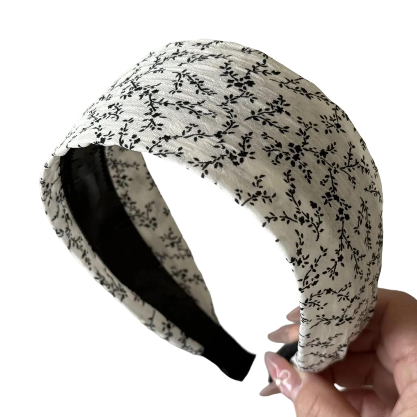 YUXITA Wide Band Round Dot Floral Headwear For Women Soft Fabric Hair Accessory Comfortable Hairband For Daily Styling