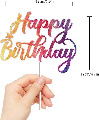 Miniatura 2 de Decoración para tartas de cumpleaños de teñido anudado para fiesta de carnaval, suministros de decoración para niños y niñas