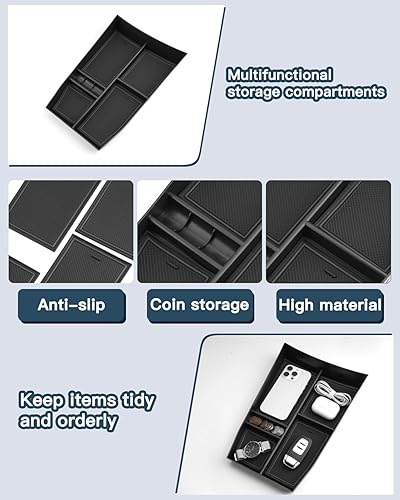 Vista 4 de Organizador de consola inferior compatible con Nissan Rogue (S/SL/SV/Platinum) 2021 2022 2023 2024 2025 2026 Nissan Rogue (S/SL/SV/Platinum) Bandeja