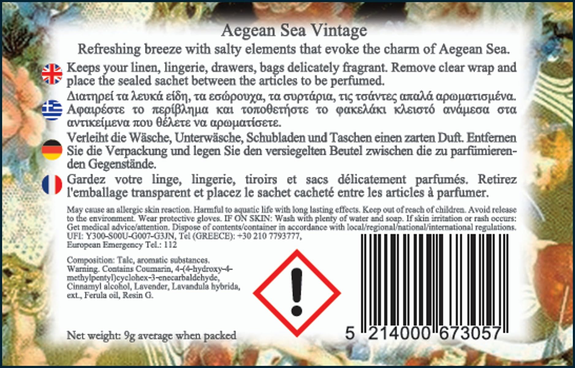 Good Life Ägäisches Meer Schrankduft Vintage | Entwickelt in Neuseeland | 12 Duftsäckchen