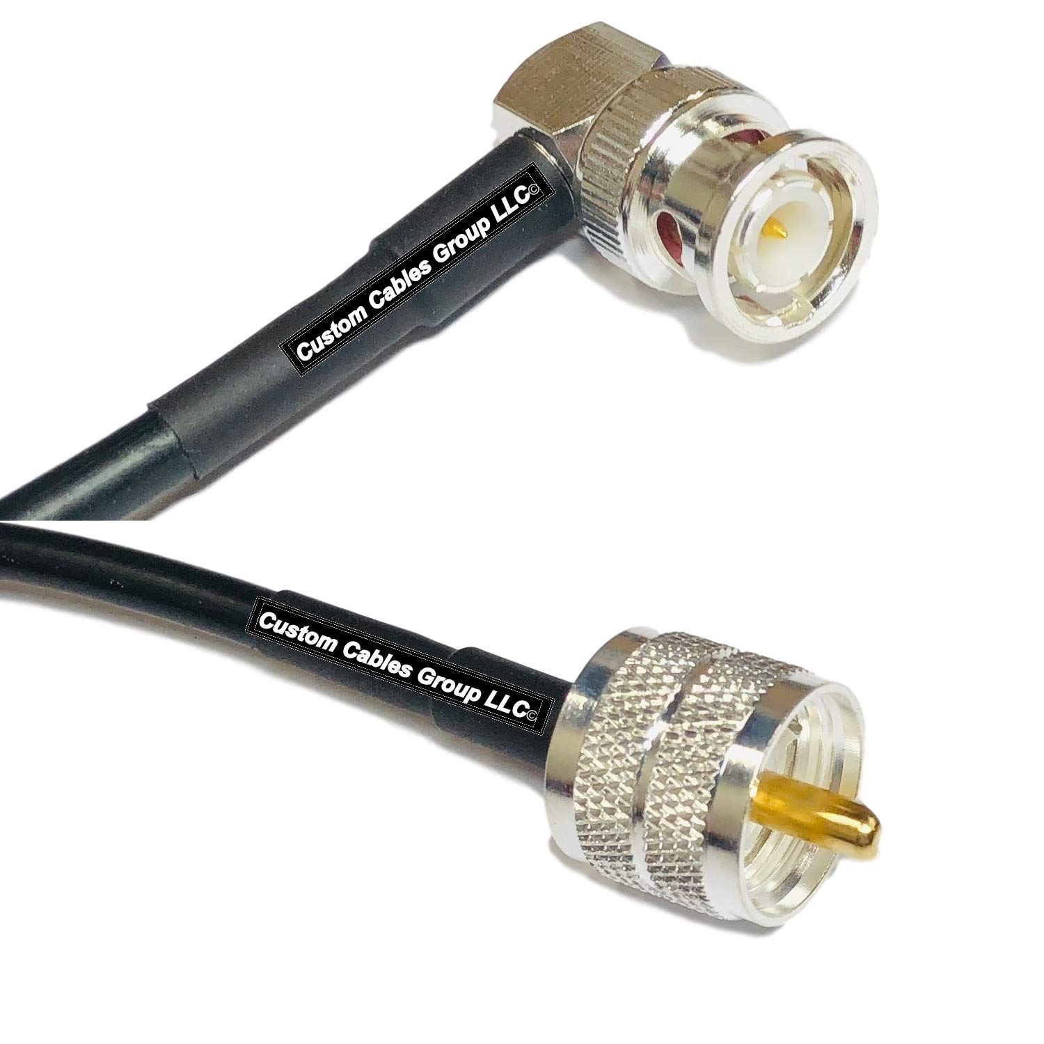 15 feet RG58 Silver Plated BNC Male Angle to PL259 UHF Male RF Coaxial Cable