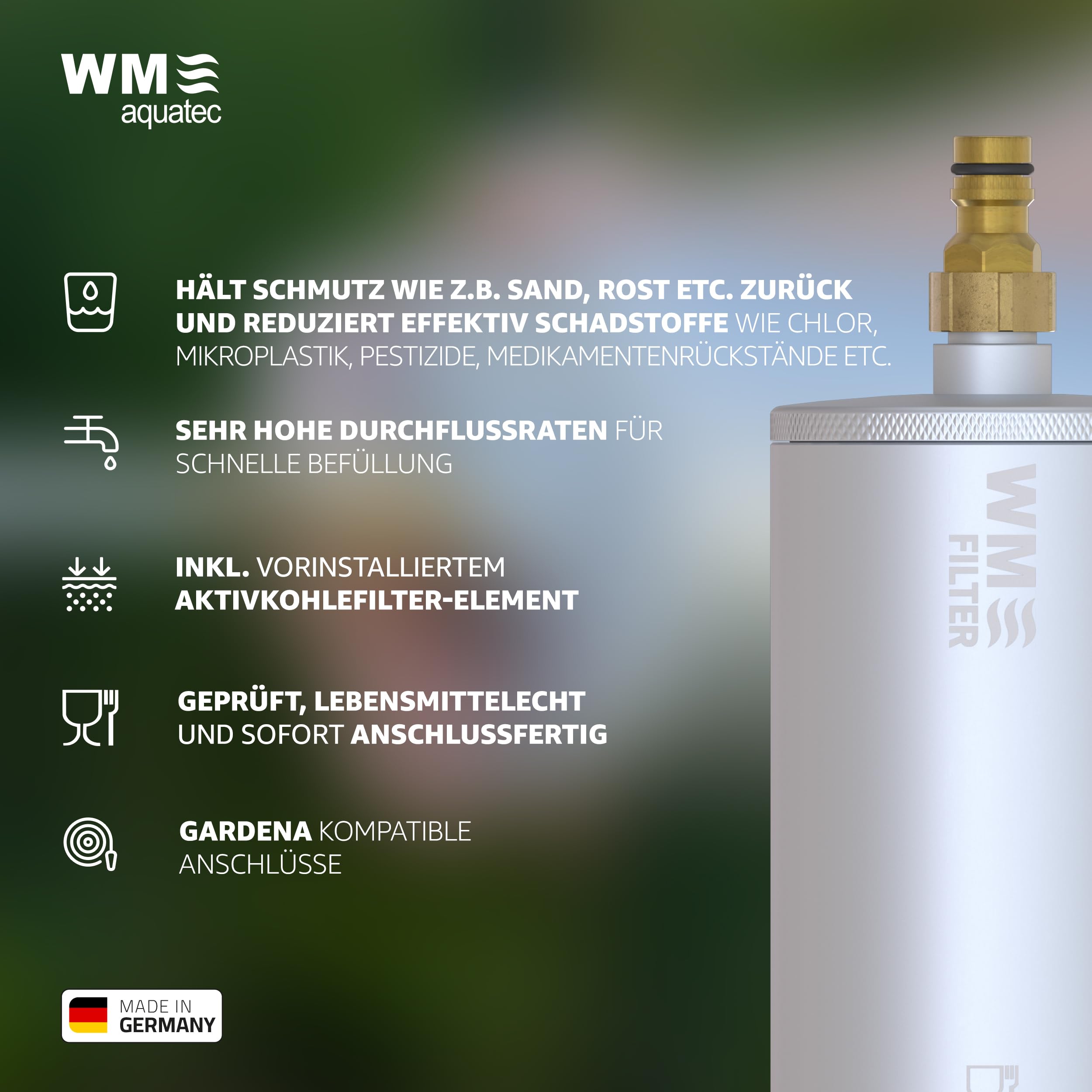 WM aquatec Filtr do napełniania z węglem aktywnym do wstępnej filtracji przy napełnianiu zbiornika na świeżą wodę w przyczepach kempingowych, przyczepach kempingowych i łodziach – skutecznie