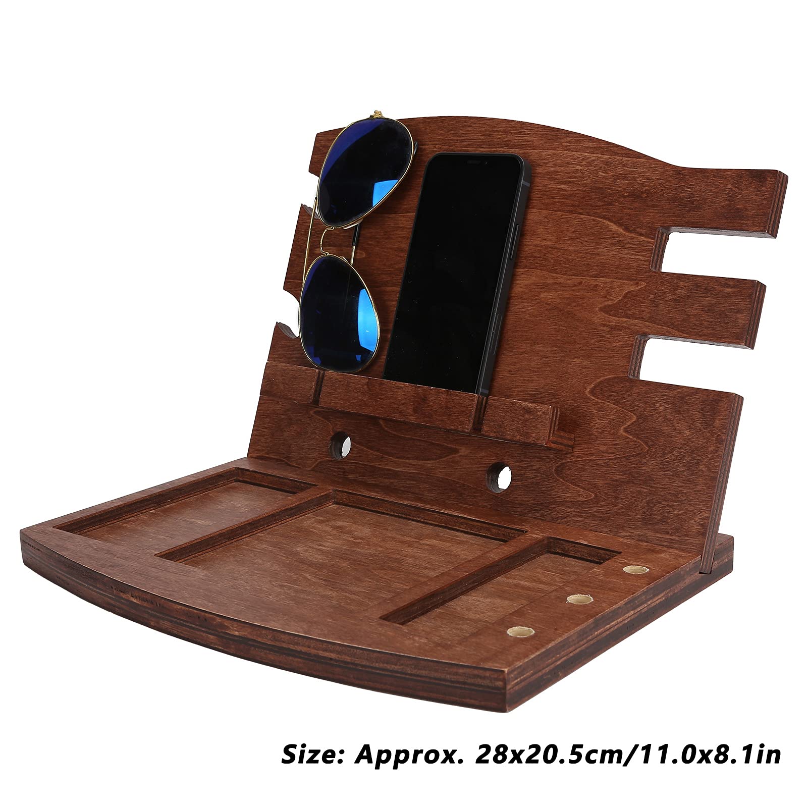 Supporto per Telefono e Stazione telefonica in Legno, Organizer per Docking Station, Staffa portaoggetti da scrivania Portachiavi Portafogli Porta Orologio Organizer per Uomo Donna Regalo