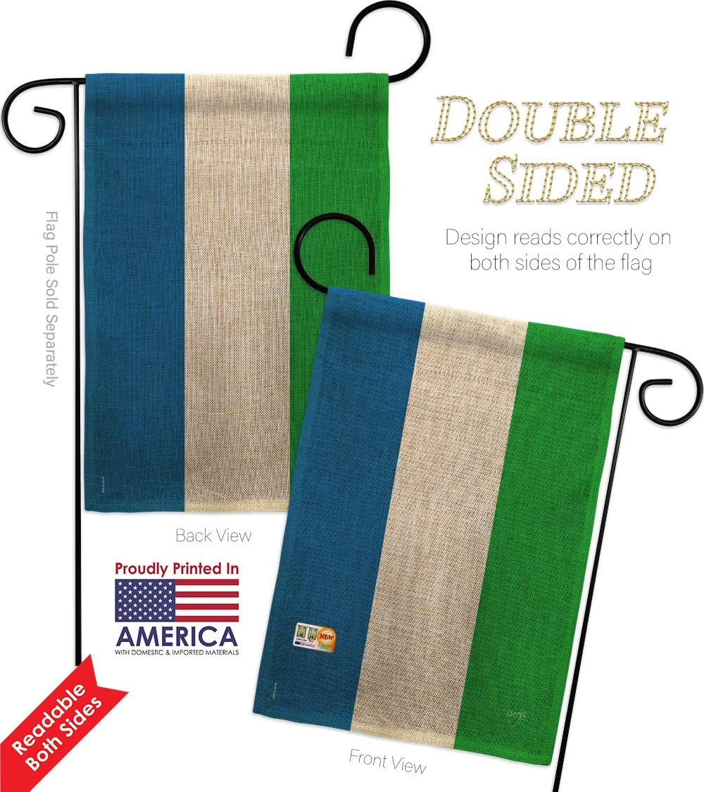 Sierra Leone Burlap Garden Flag Regional Nationality Nation International World Country Particular Area Small Decorative Gift Yard House Banner Double-Sided Made In USA 13 X 18.5