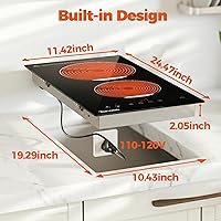 Vista 6 de 12 Inch Electric Cooktop, 2 Burners Built-in Electric Stove Top Hot Plate, Drop-in Ceramic Cooktop Kitchen Stoves with Touch Control, Safety Lock