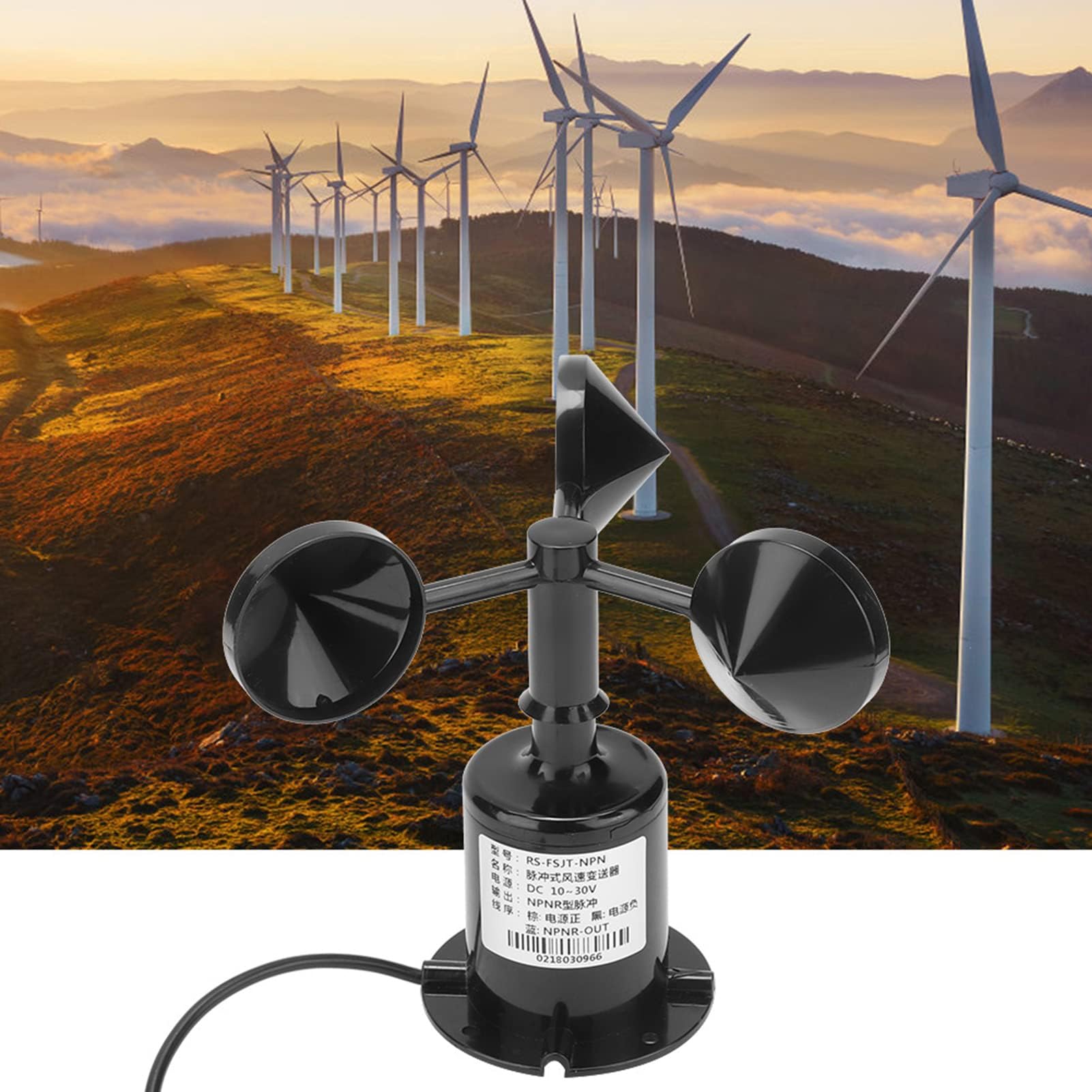 Wind Speed Sensor, Three Cups Wind Speed Sensor Anemometer, Wind Speed Transmitter, Environment Signal Output Wind Speed Sensor