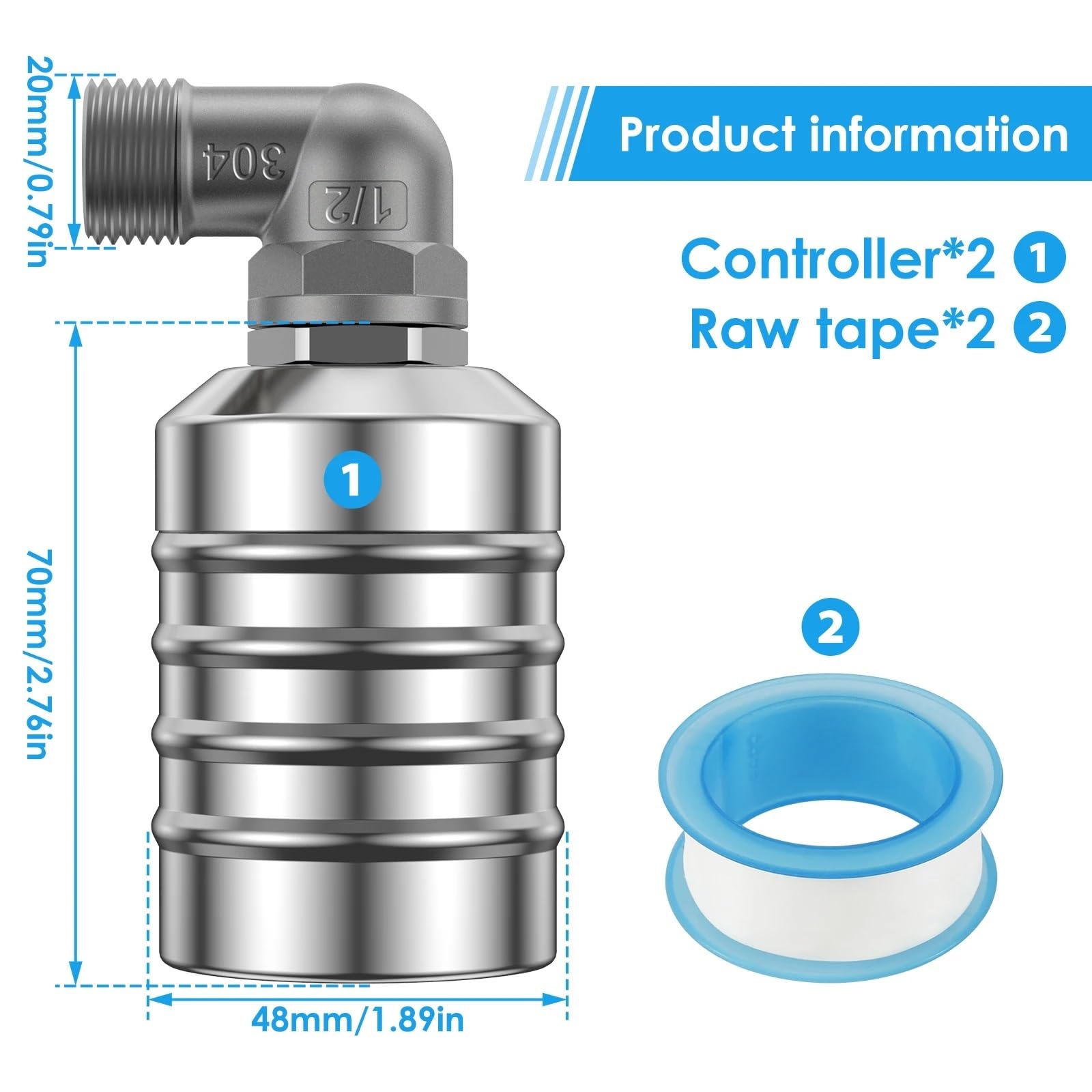 Valvola A Galleggiante In Acciaio Inox 2 pezzi valvola a galleggiante in acciaio inossidabile controllo del livello dell'acqua sfera automatica spegnimento automatico regolatore for l'abbeveratoio