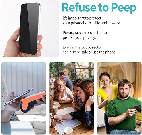 Miniatura 46 de PEHAEL Paquete de 2+2 protectores de pantalla de privacidad para iPhone 13 Pro con protector de lente de cámara, cobertura completa, película