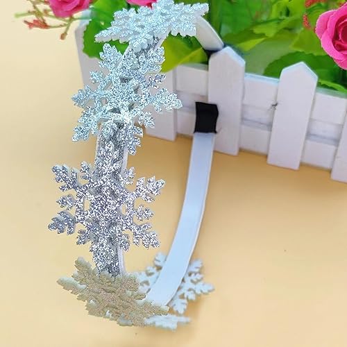 Elegant Winter Snowflake Headband for Women, Silver Crystal Snow Headband