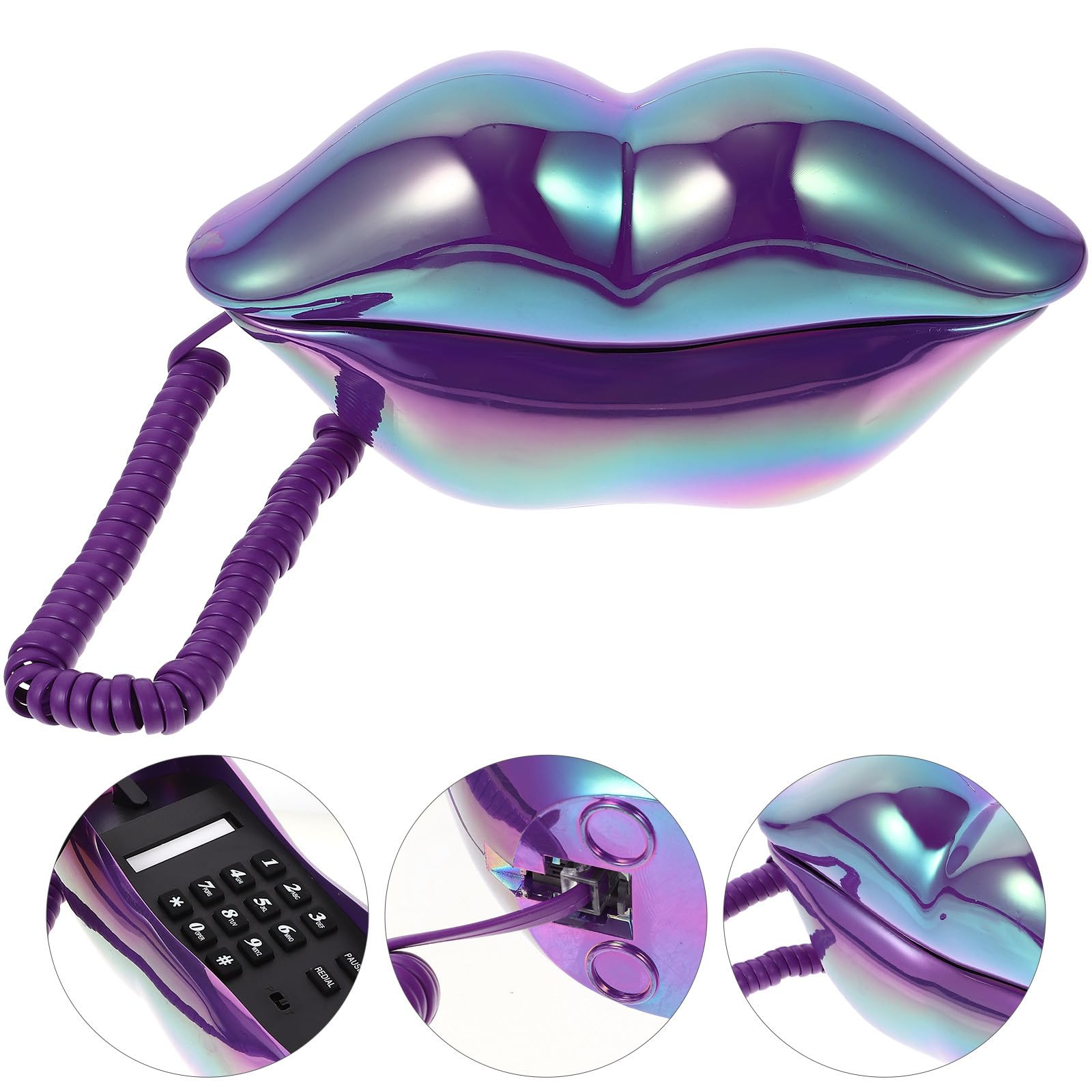 Teléfono de Labios Púrpura Cable, Decoración Hogar Compacta