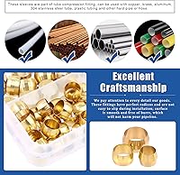 Vista 5 de Glarks 105 casquillos de compresión de latón OD de 1/4 pulgadas, 5/16 pulgadas, 3/8 pulgadas, kit surtido de accesorios de compresión de latón de 3