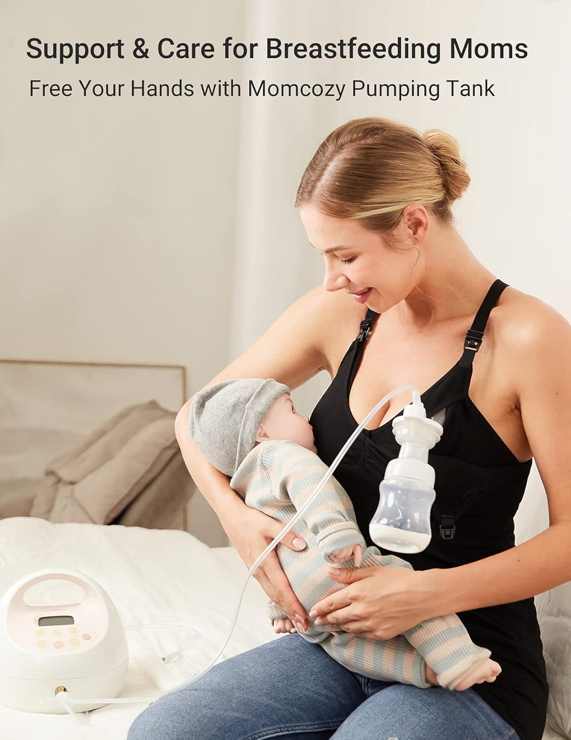 Momcozy Hands Free Pumping Tank Tops with Built in Bra Women Maternity Nursing and Pumping Camis for Breastfeeding Sleeveless at  Women’s Clothing store