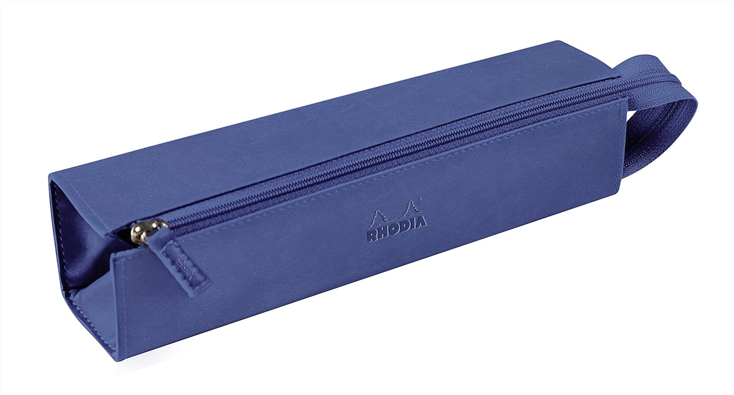 RHODIA 319018C, Pencil case Rhodiarama Saphir, 23x5x5 cm, Flat opening for use as a pencil box, Faux leather