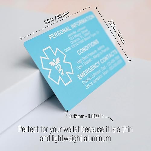 Miniatura 3 de Tarjeta de identificación médica personalizada para cartera, tarjeta de contacto de emergencia con grabado sin aluminio, tarjeta de advertencia de