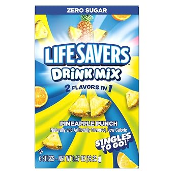 Life Savers Pineapple Punch Drink Mix - Pack of 3-6 Sticks Per Box - 18 Total Servings - 2 Flavors in 1 - Powdered Drink Mix
