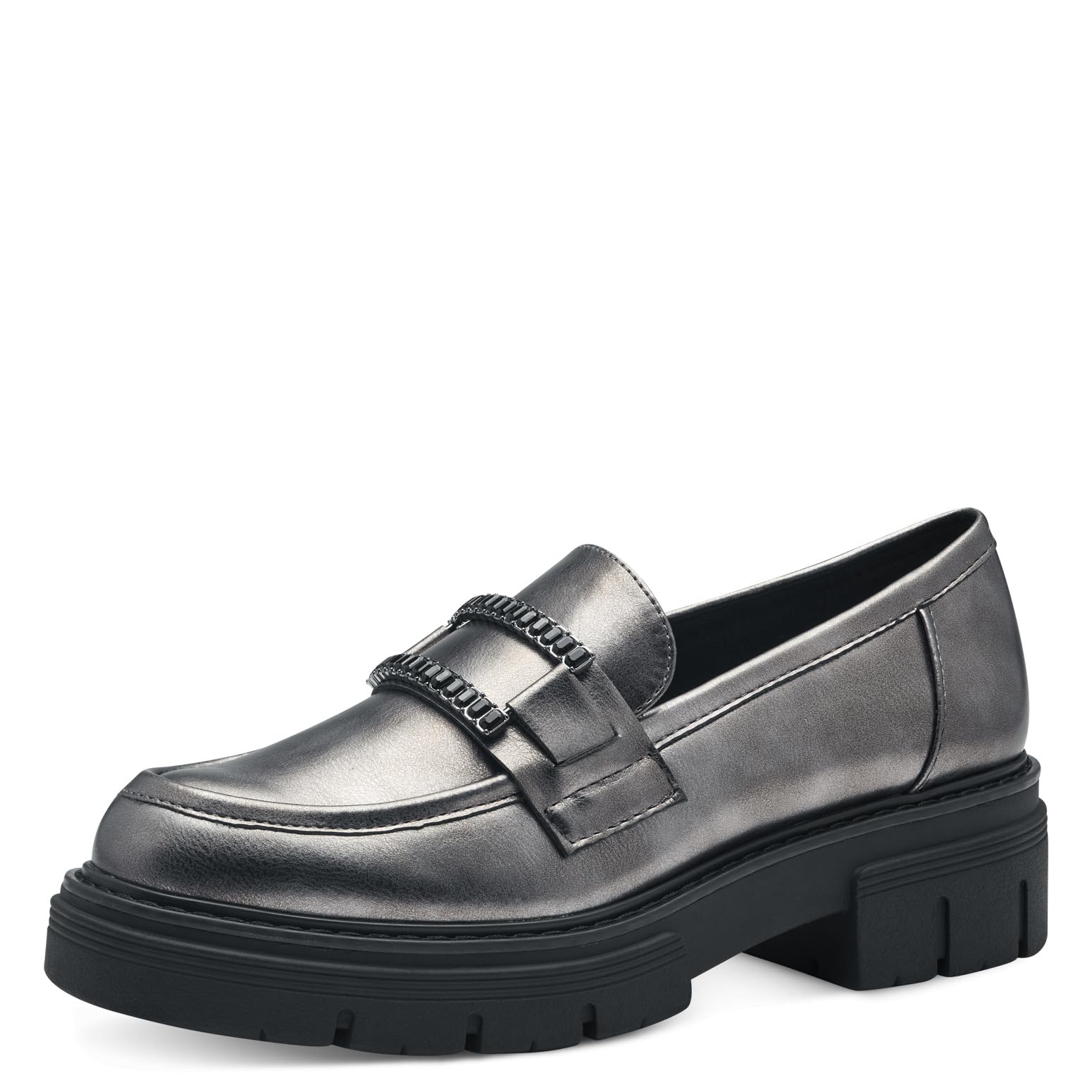 MARCO TOZZI Women's Vegan Platform Loafers, Grey (Pewter), 6 UK