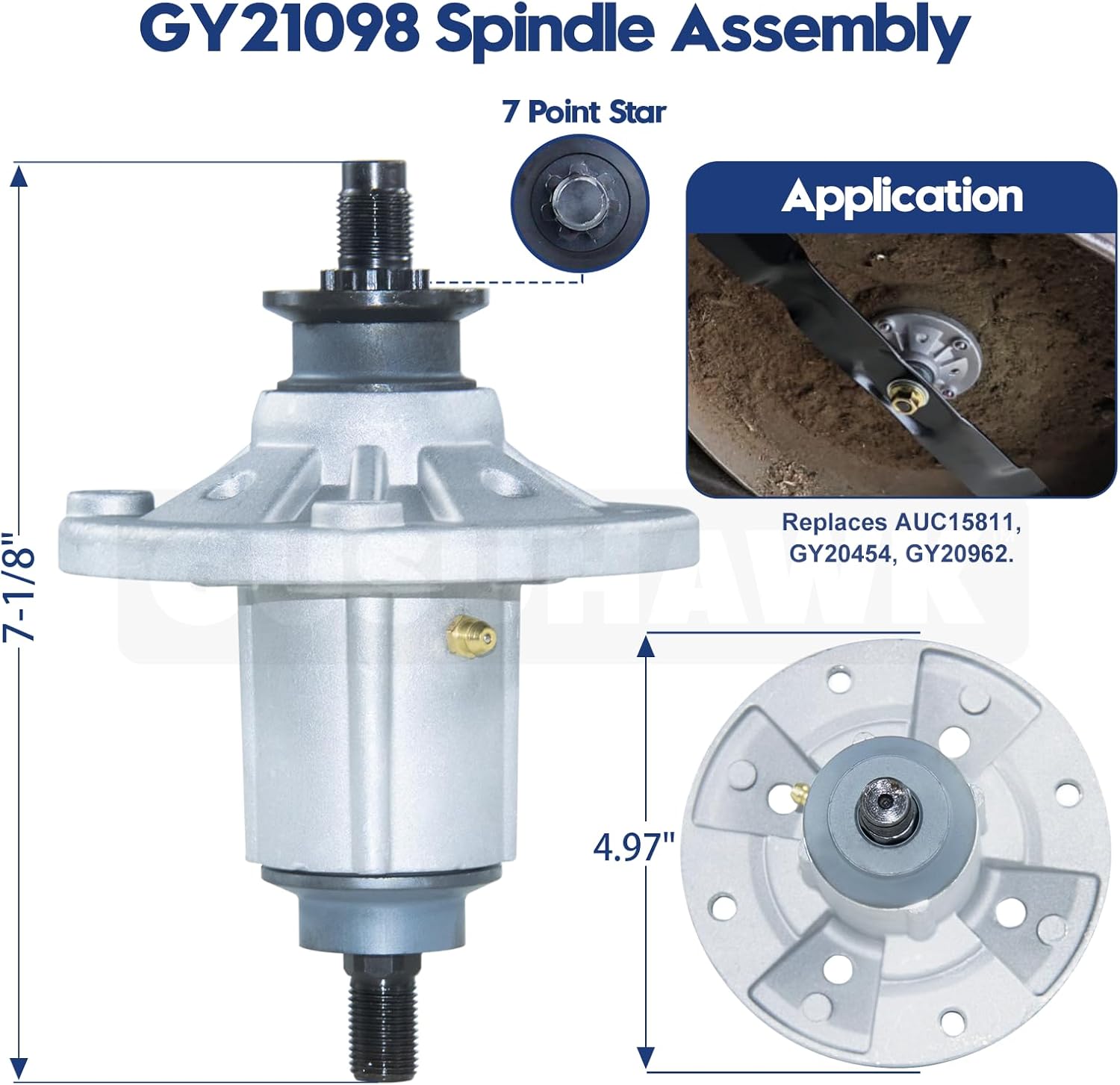 3 Pack GY21098 Spindle Assembly with GX22616 Pulley GY20629 GY20067 Idler Pulley Replaces John Deere AUC15811 Spindle, GY21098, GY20454 for John Deere D140 D160 E140 E170 Tractors