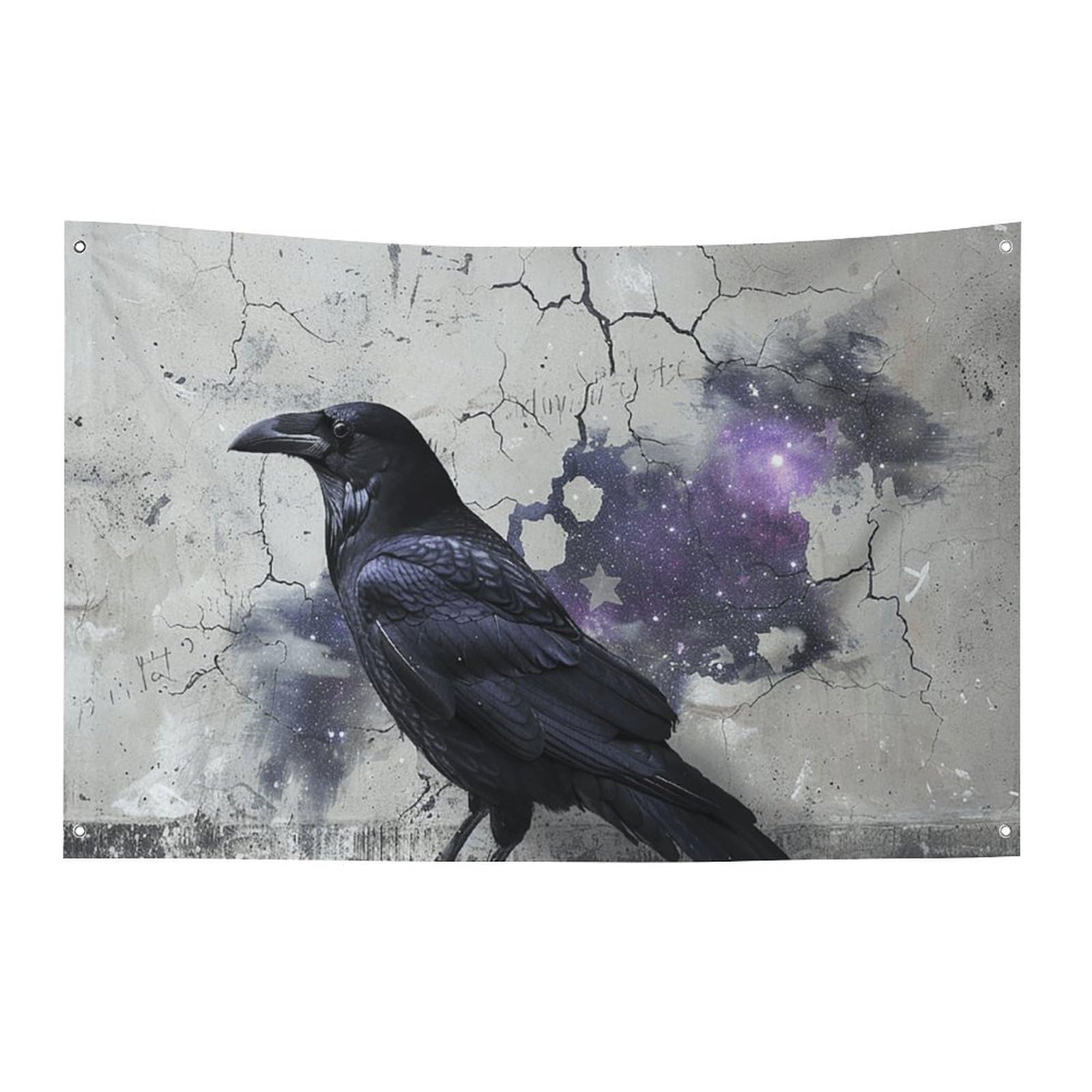 Crow on The Ground Flag Party Decor Backdrop Banner Birthday Party Decor Yard Banners Sign Welcome Hanging Flag Outdoor Fence Garage Garden Porch Holiday Backdrop 35x59 in Banner
